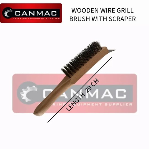 Wooden row wire grill brush - grill,