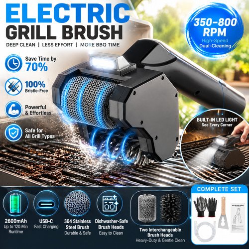 Electric bbq grill brush - bbq,