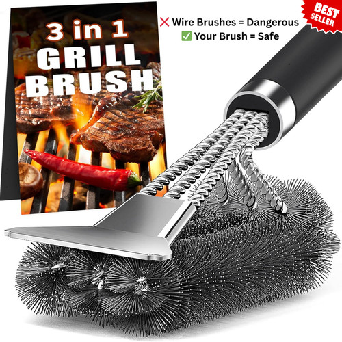 Grill brush bristle free - brush,